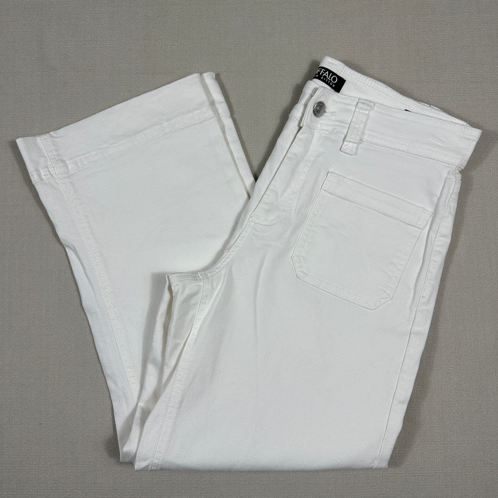 Buffalo David Bitton Wide Leg Pants Womens 28 White Excellent High Rise Cropped